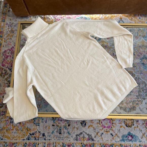 Cashmeritaly Cream Cashmere Blend Turtleneck Sweater Womens Large Quiet Luxury - Picture 1 of 6